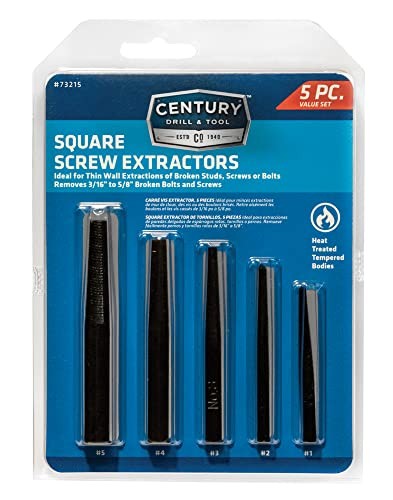 Century Drill Square Screw Extractor, 5pc Set (73215)