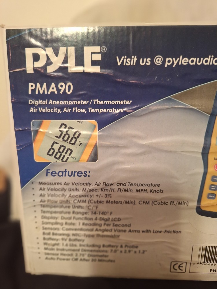 Pyle PMA90 Digital Handheld Anemometer – Great Condition