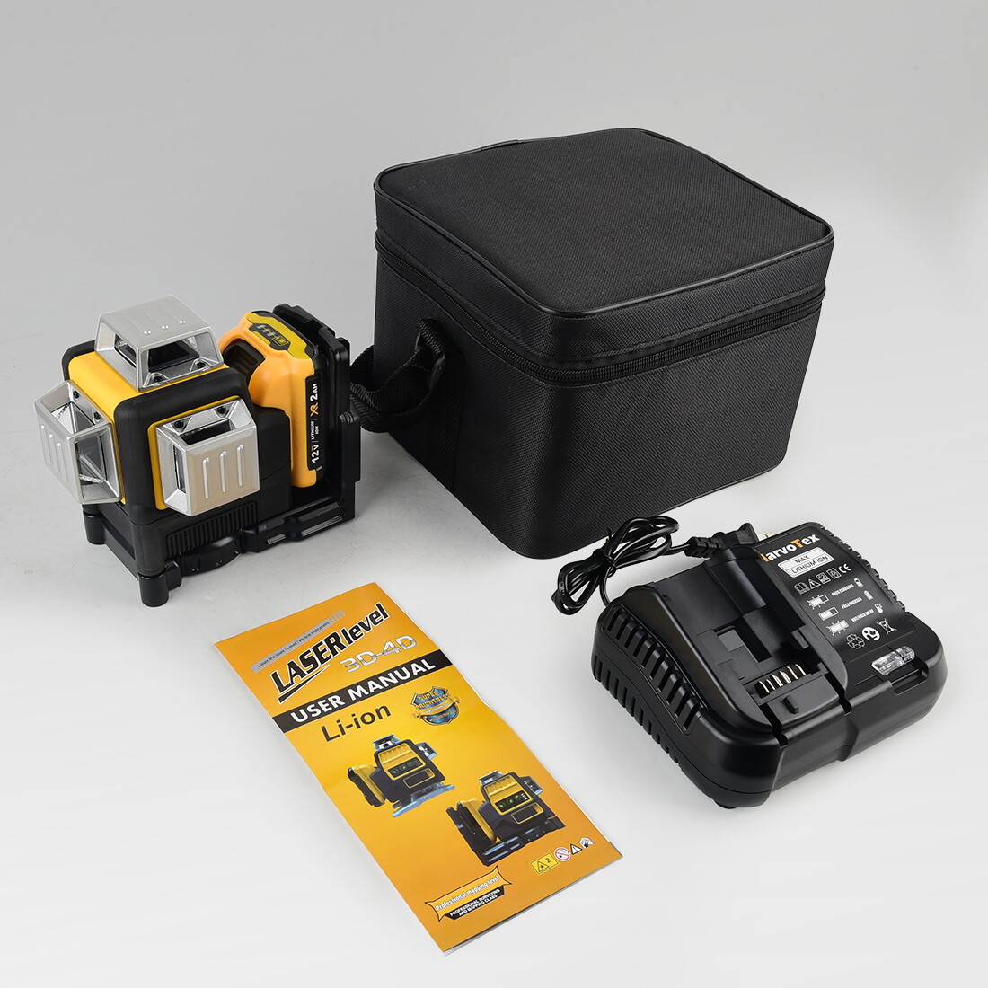 12V 360° Green Laser Level 12Line Vertical/Horizontal Outdoor for Dewalt Battery