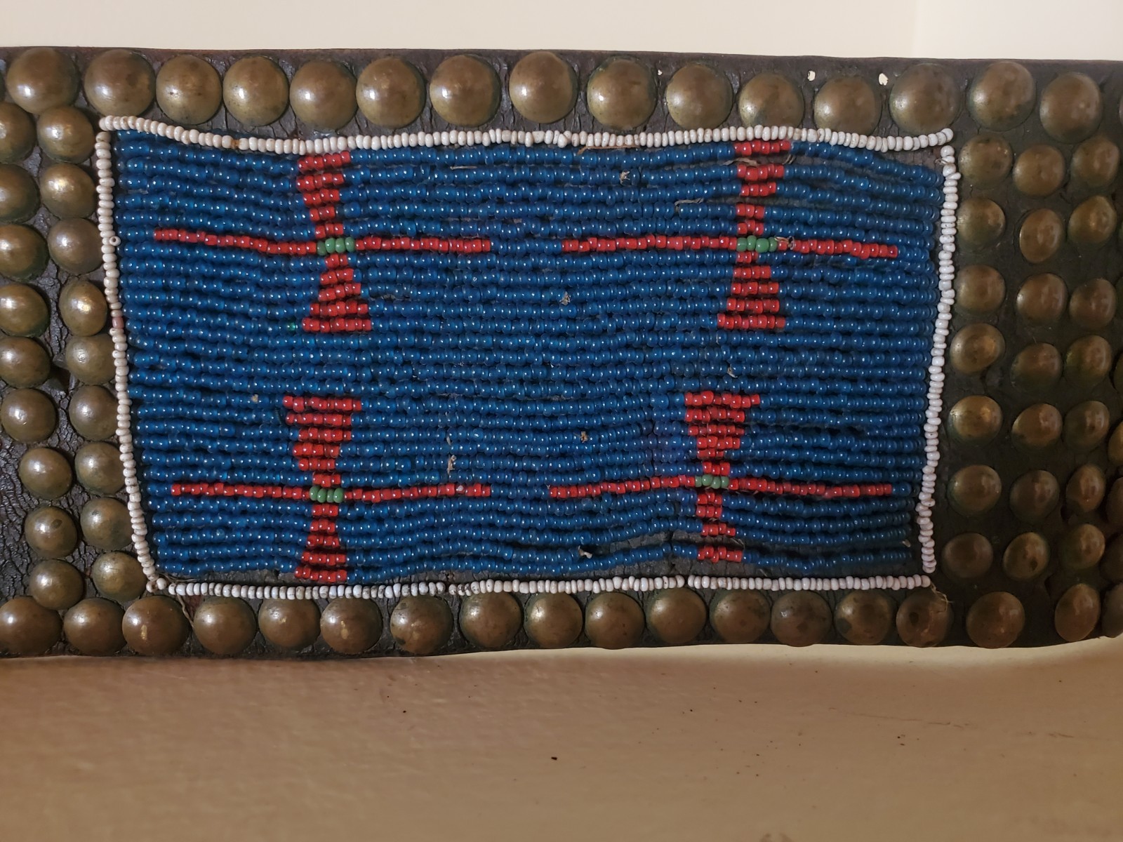 Antique OLD Native American Indian beaded warrior tacked belt Nez Perce 19th c.