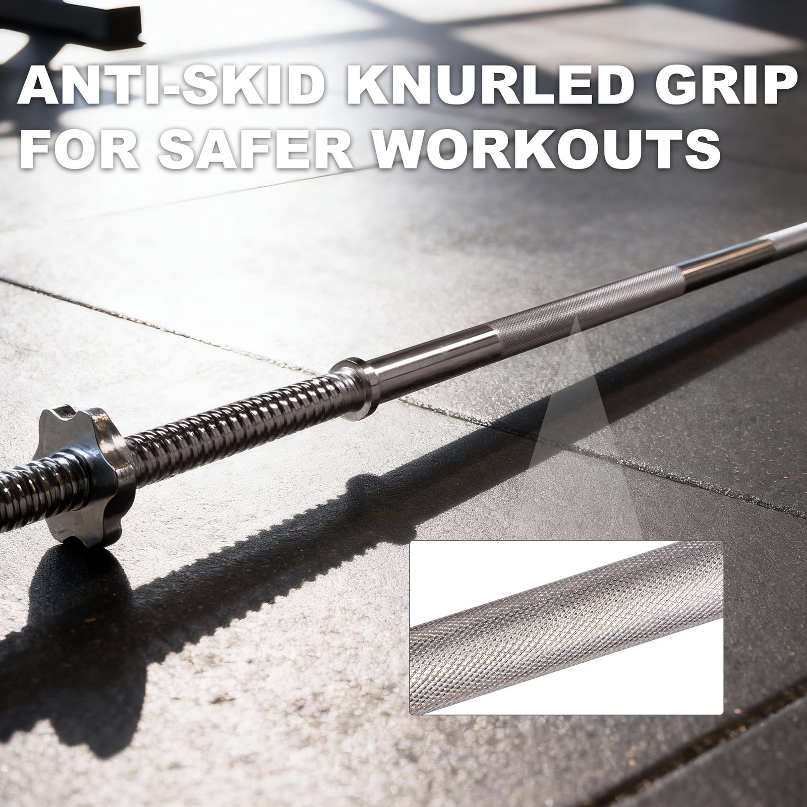 Spiral Straight Barbell Bar, Alloy Steel, 1-Inch Standard Diameter, 6FT