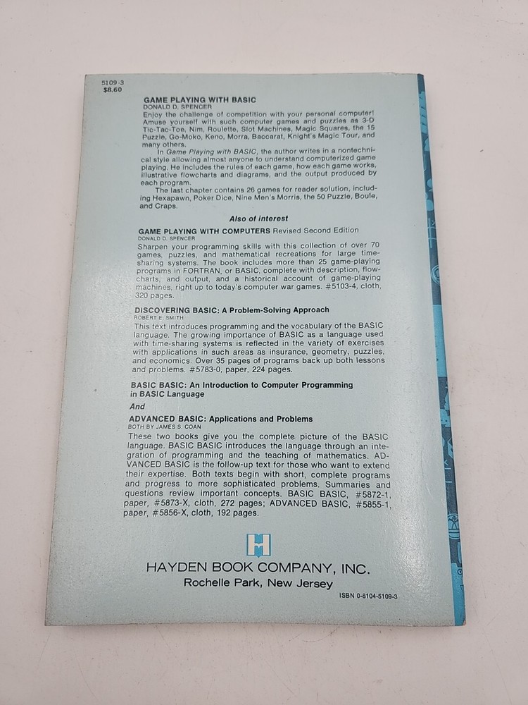 Vintage “Game Playing with BASIC” Donald D. Spencer (1977)