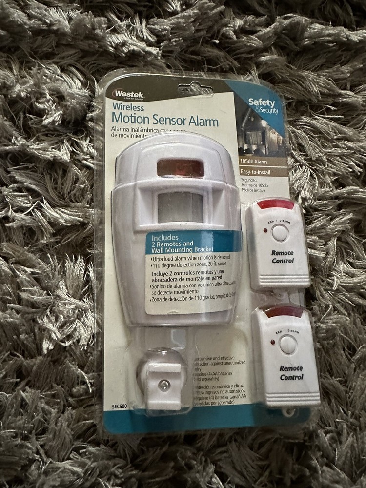 Westek Wireless Motion Sensor Alarm SEC500 with 2 Remote Controls