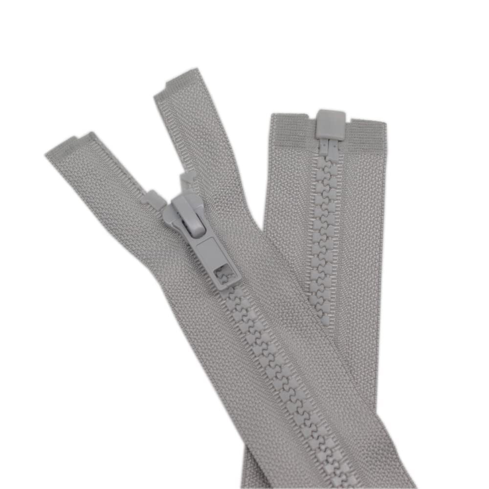 2PCS #5 36" Separating Jacket Zippers Grey Molded Plastic DIY Sewing Bulk