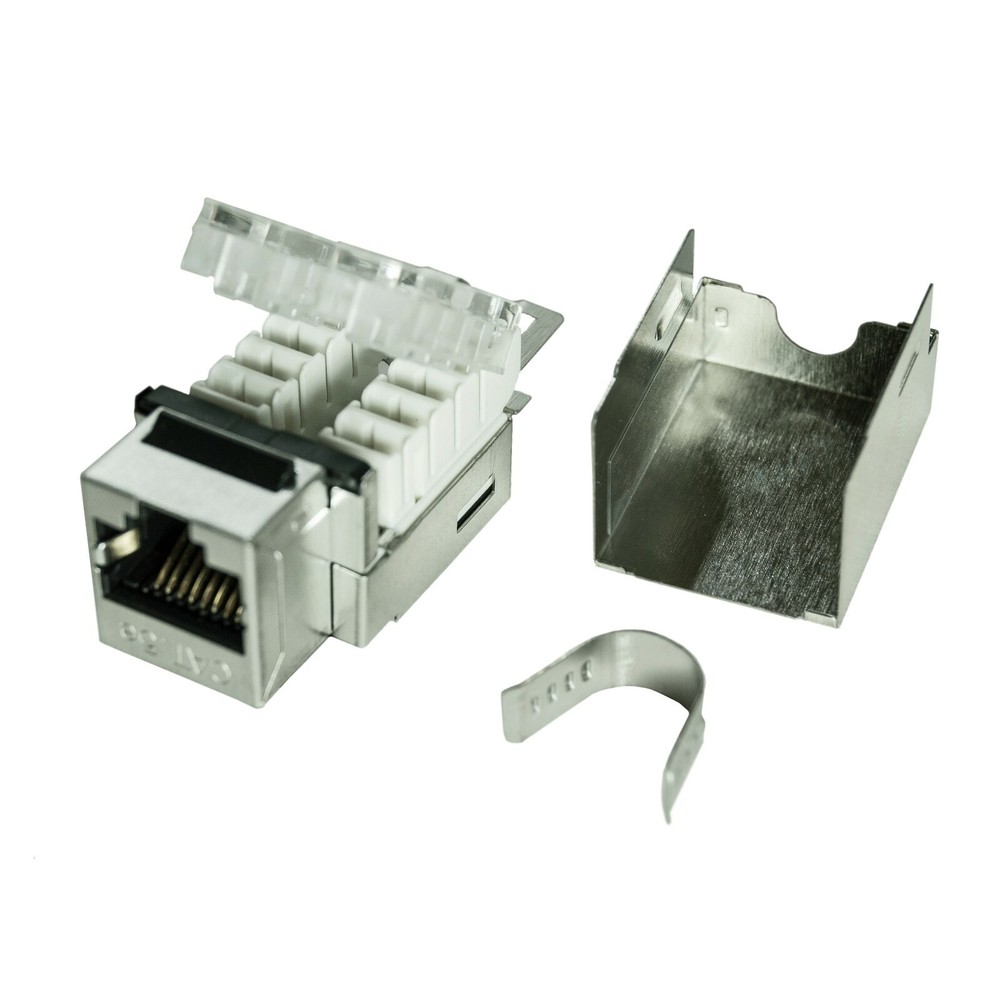 50 Pack Shielded CAT5e Keystone RJ45 Ethernet Network 110 Tool-Less Snap-In Jack