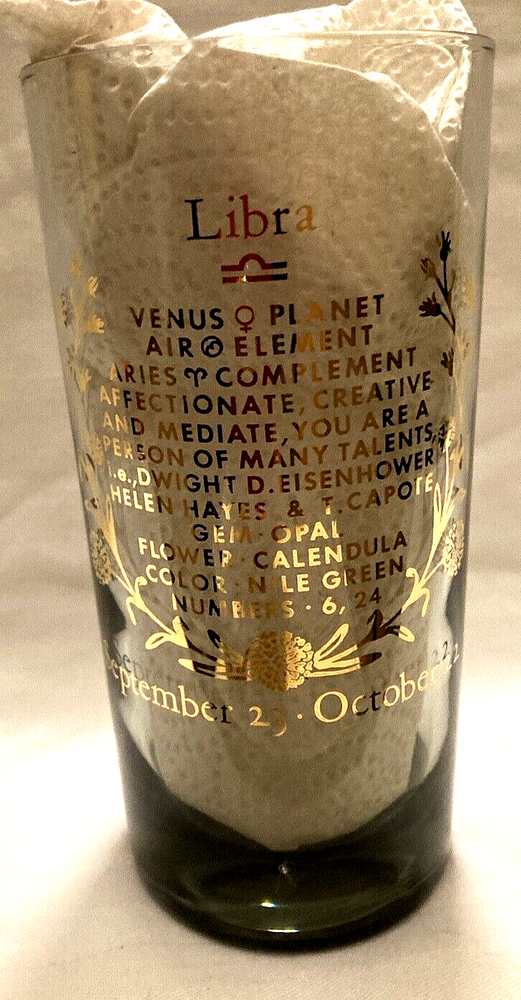 Vintage Horoscope Glass Libra