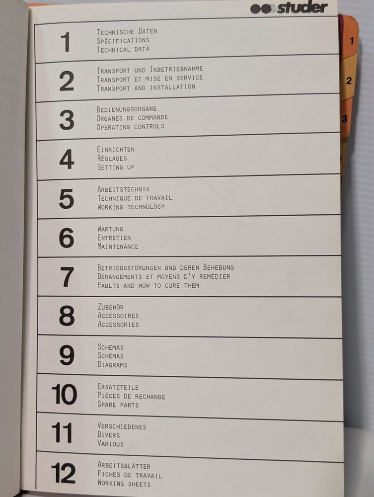 Studer S40-12 Instruction Manual Universal Cylindrical Grinder