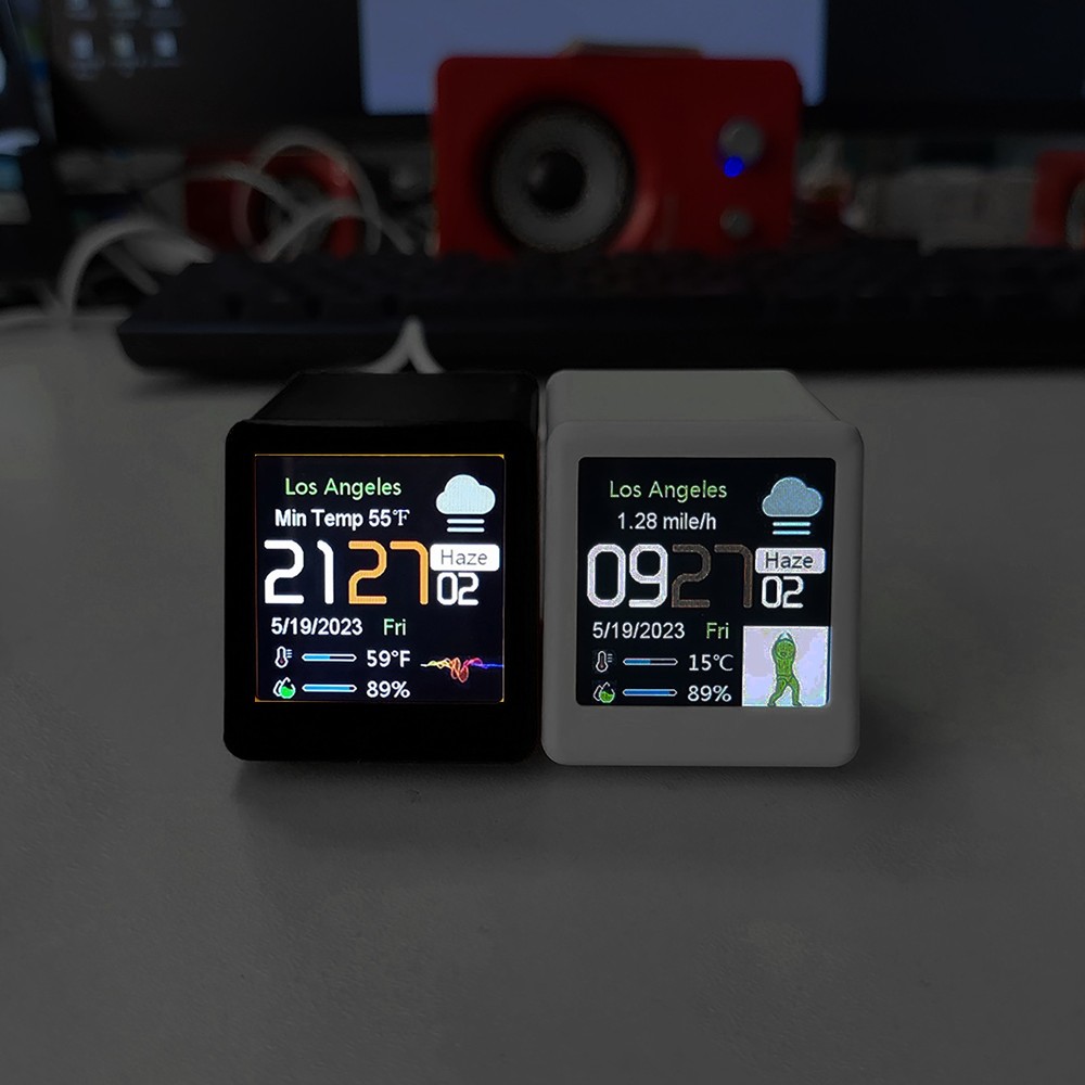 Mini Desktop Clock WIFI Weather Clock 1.5Inch Screen Temperature & Humidity