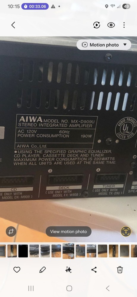 Aiwa MX D909U Amplifier- Powers On