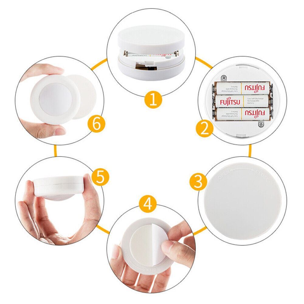 3PCS LED Puck Light Wireless Under Cabinet Lighting Kit Kitchen Counter Light US