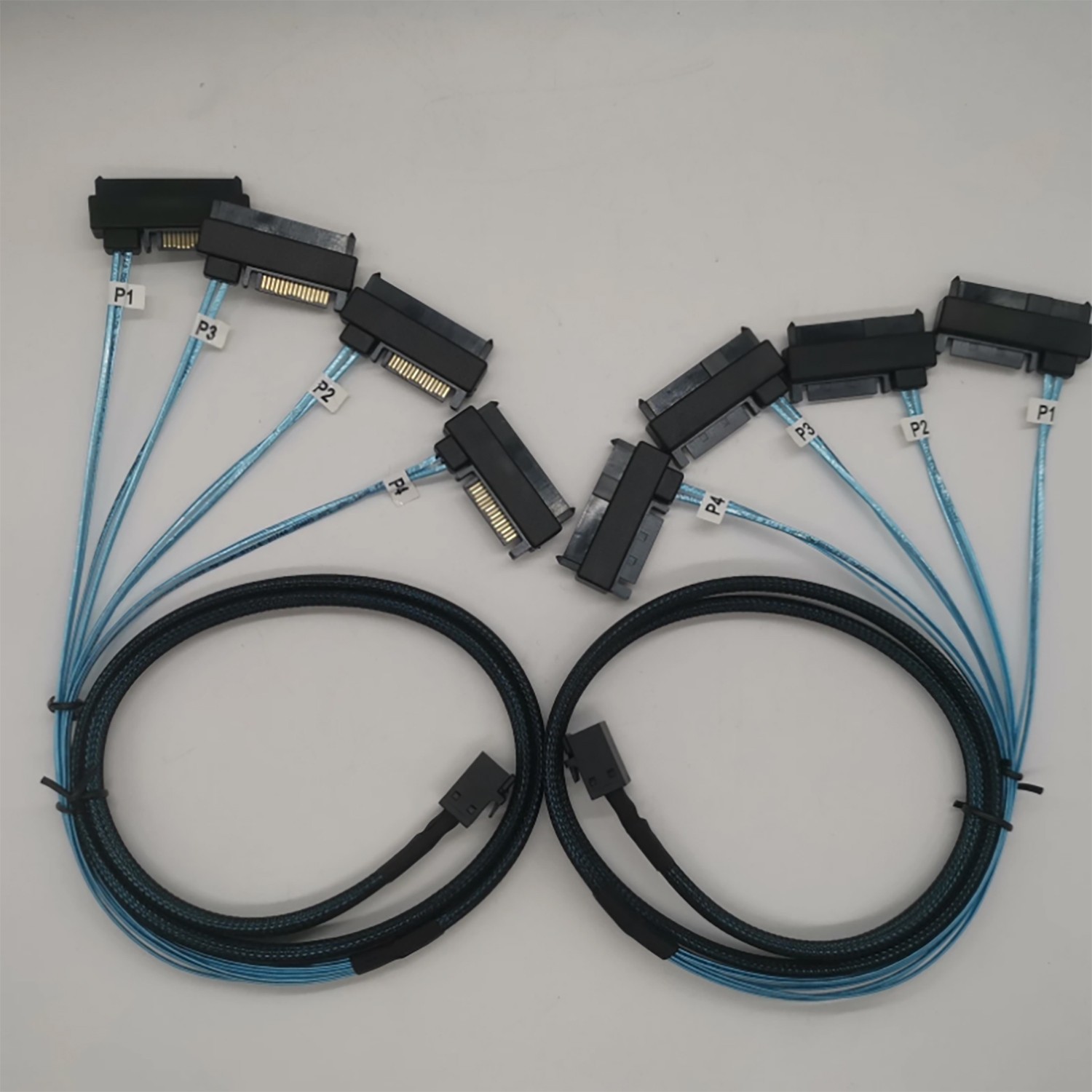 2*Mini SAS HDD SFF-8643 to 4 SFF-8482 Connector with Power Port Hard Drive 1M US