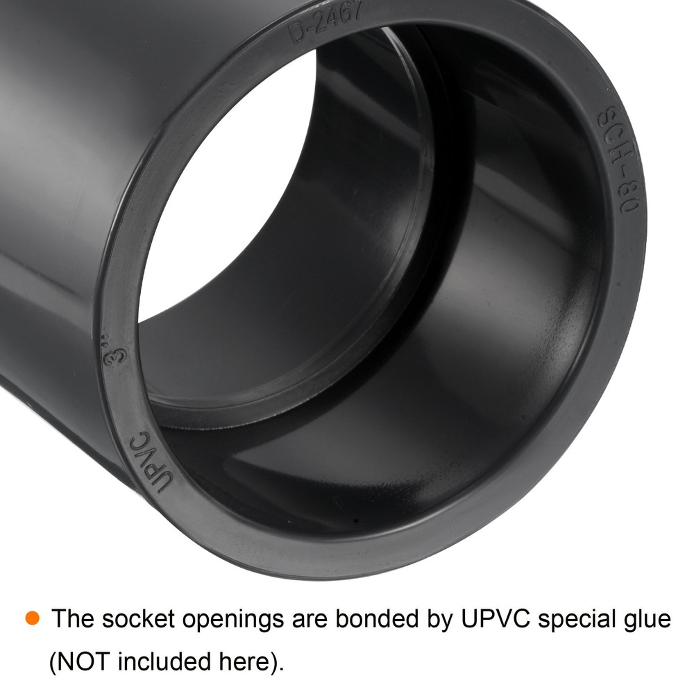 UPVC Pipe Fitting 3" Program Socket 80, Straight Joint Adapter, Grey