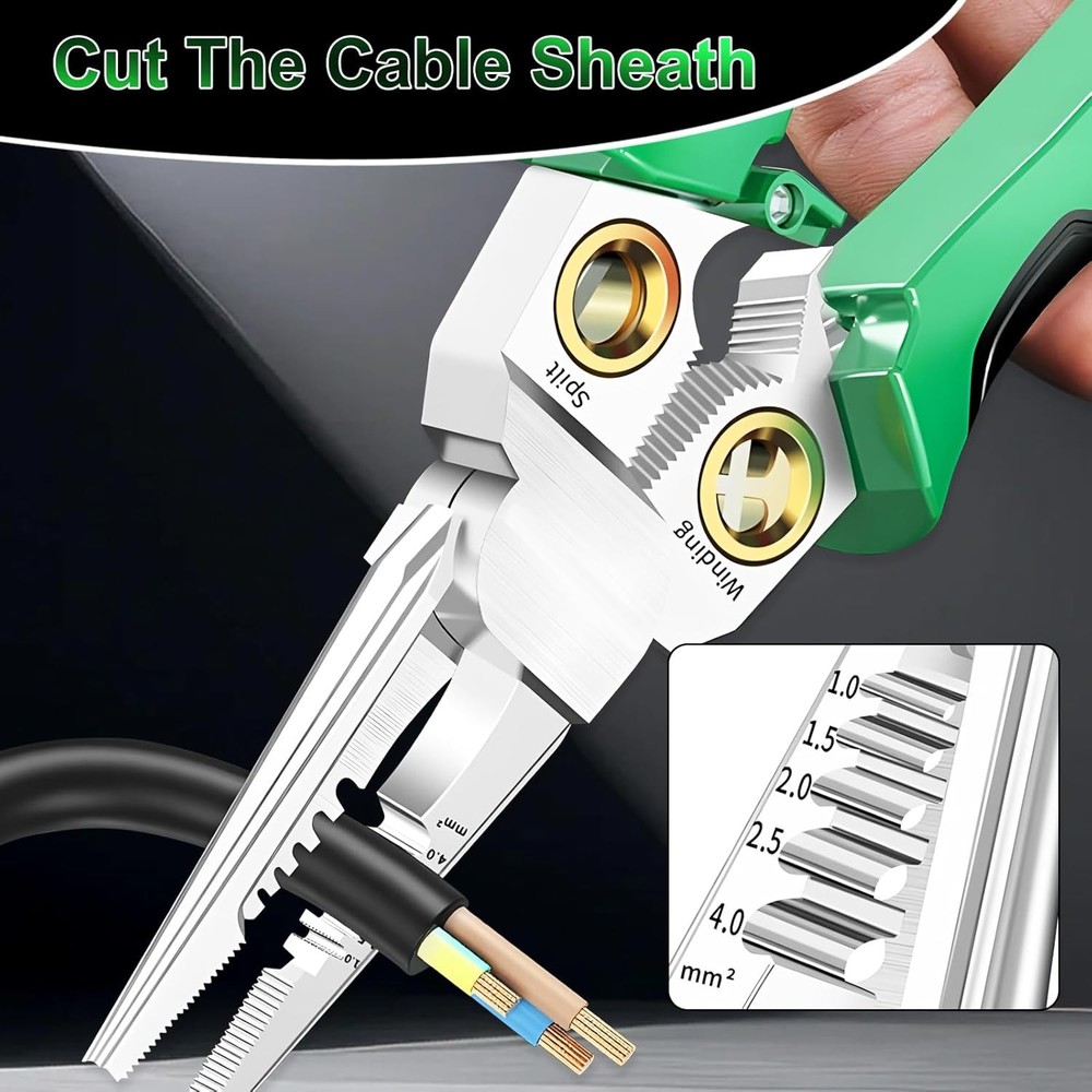 8 in 1 Wire Stripper with Voltage Tester, 2025 New Multi-function Green