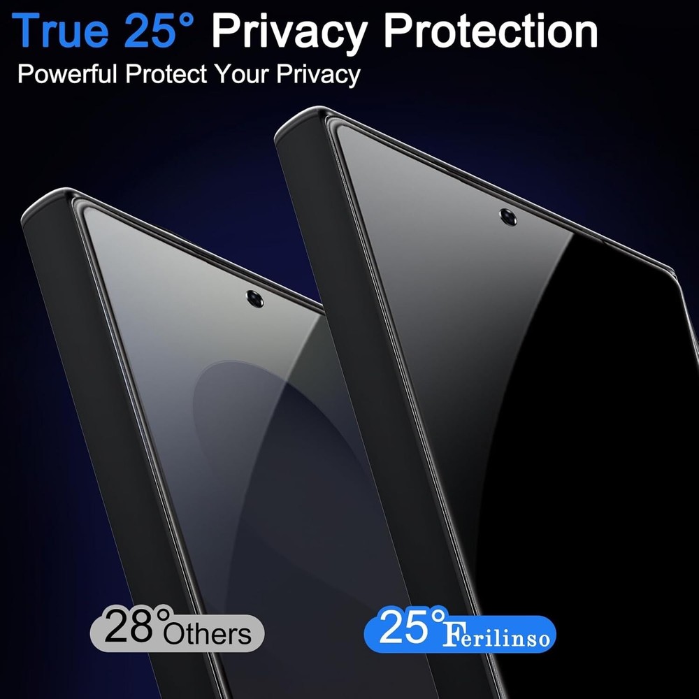 Full Coverage 3 Pack Privacy Screen Protector for Samsung S25 Ultra Black
