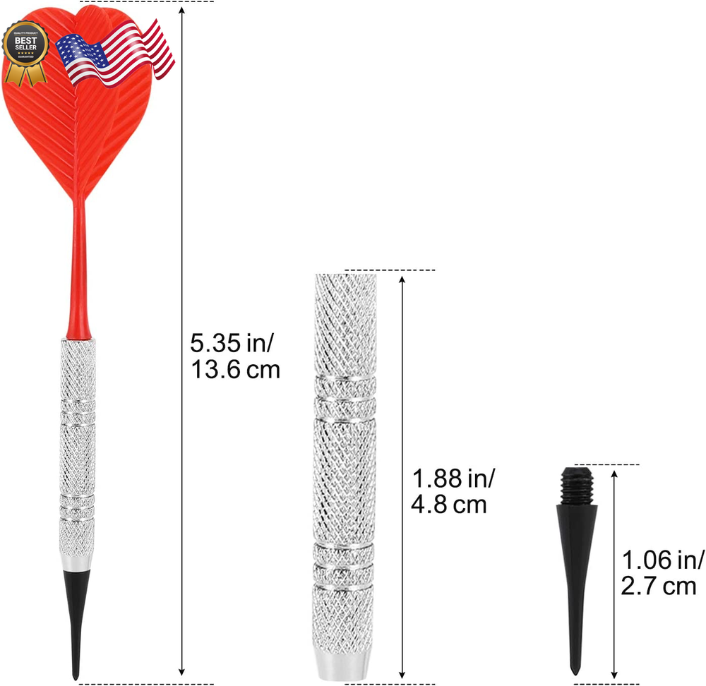 12 Pcs Soft Tip Darts Bar Dart Plastic Tip Darts Set Attach Extra 100 Black 2BA