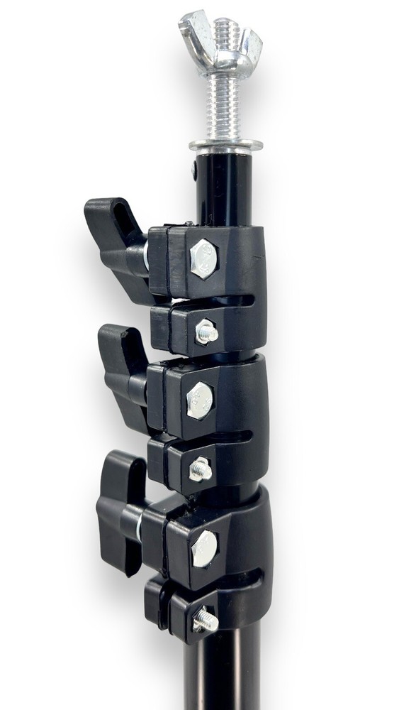 Two 8' 4-Section Photography Light / Backdrop Stands with 10mm / 3/8” Stud Black