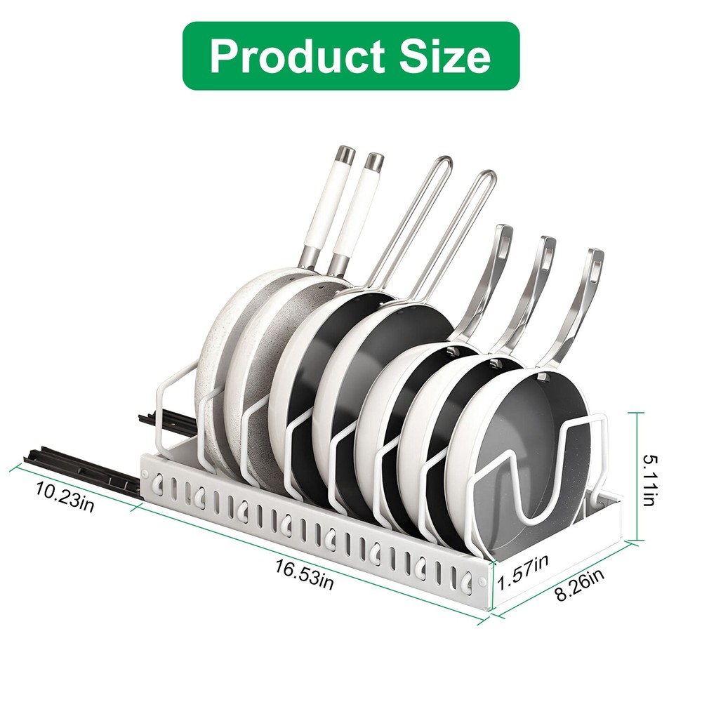 Pots and Pans Pot Lid Holder Pull out Storage Rack Kitchen Cabinet Organizer