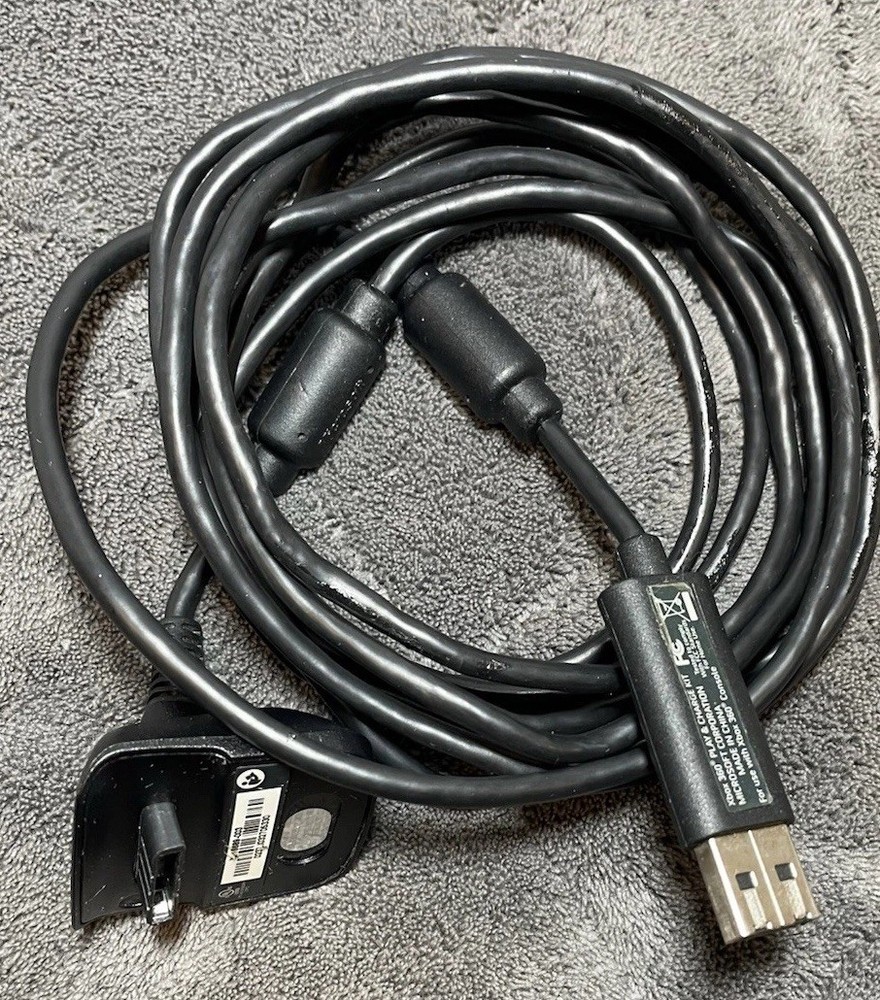 Microsoft Xbox 360 OEM Play & Charge Controller USB Charging Cable Black