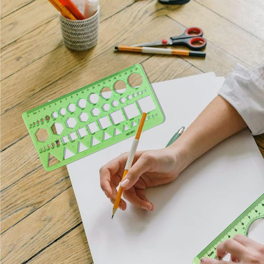 2 Pack Circle Template Stencils Geometry Drawing Ruler Drafting Measuring Tool