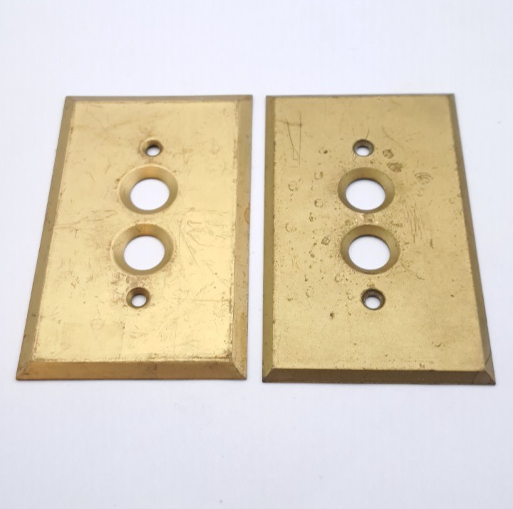 Antique Brass Push Button Switch Covers Plates Old Electric Single Gang Box Pair