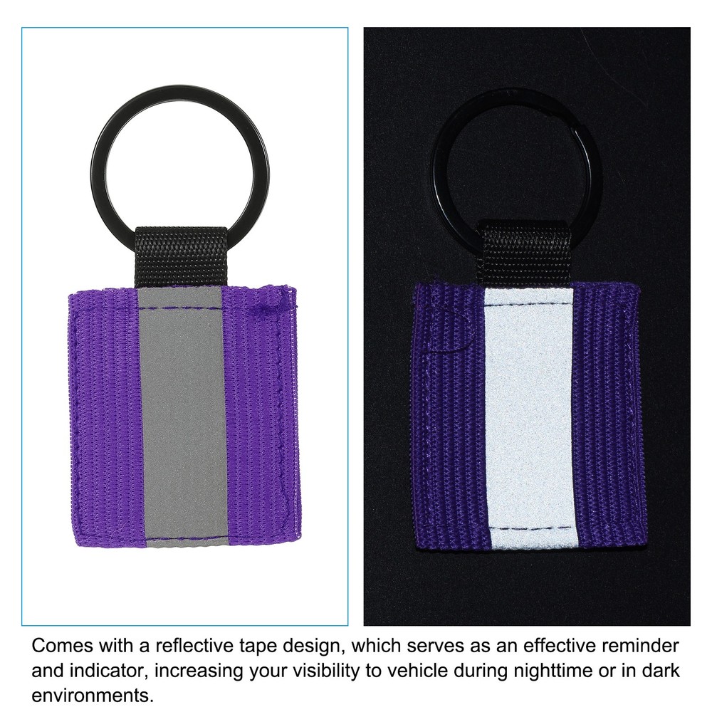 4 Pcs Reflective Keychain Tags, Reflective Zipper Pulls, Purple