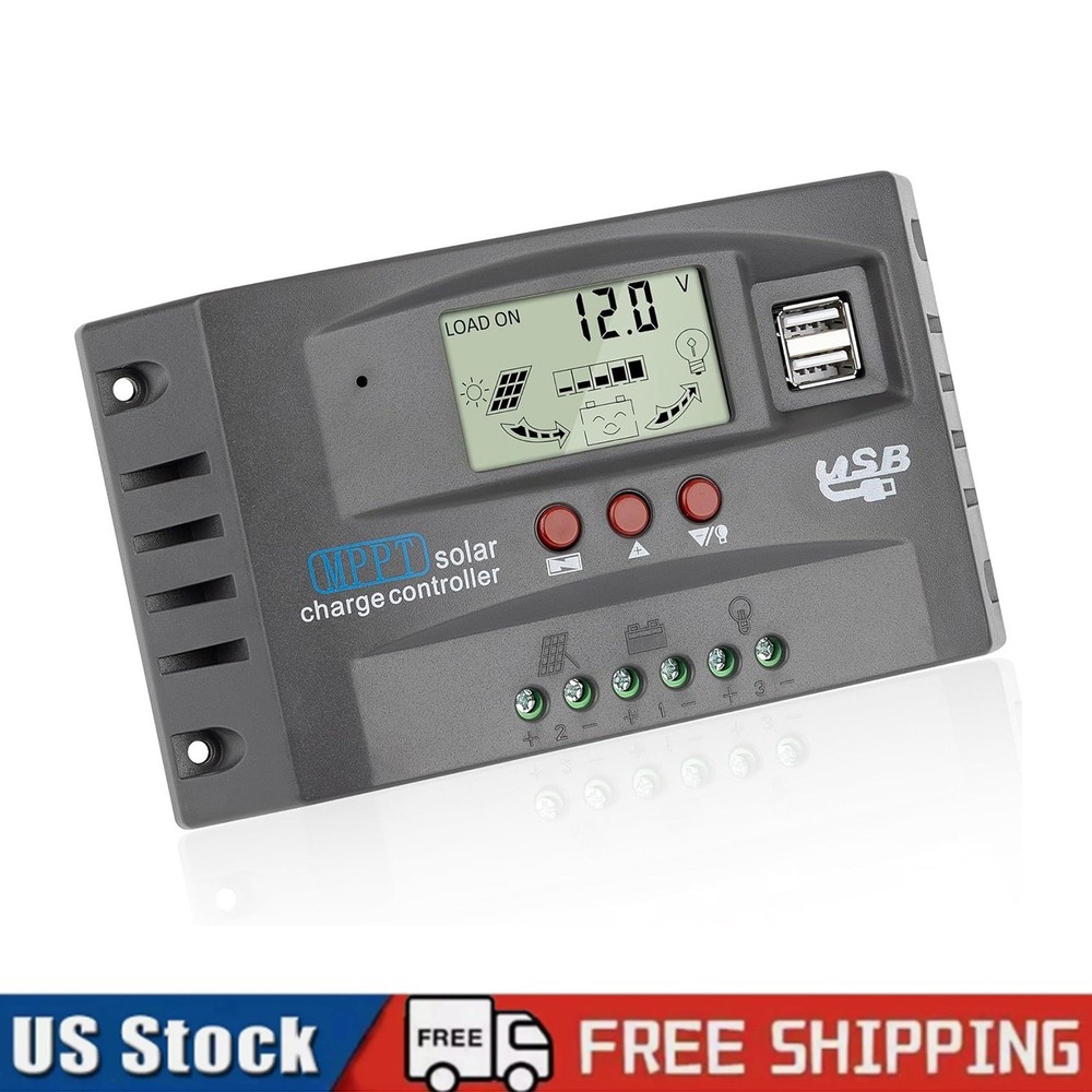 60/100A MPPT Solar Charge Controller 12V/24V Auto Tracking Solar Panel with LCD