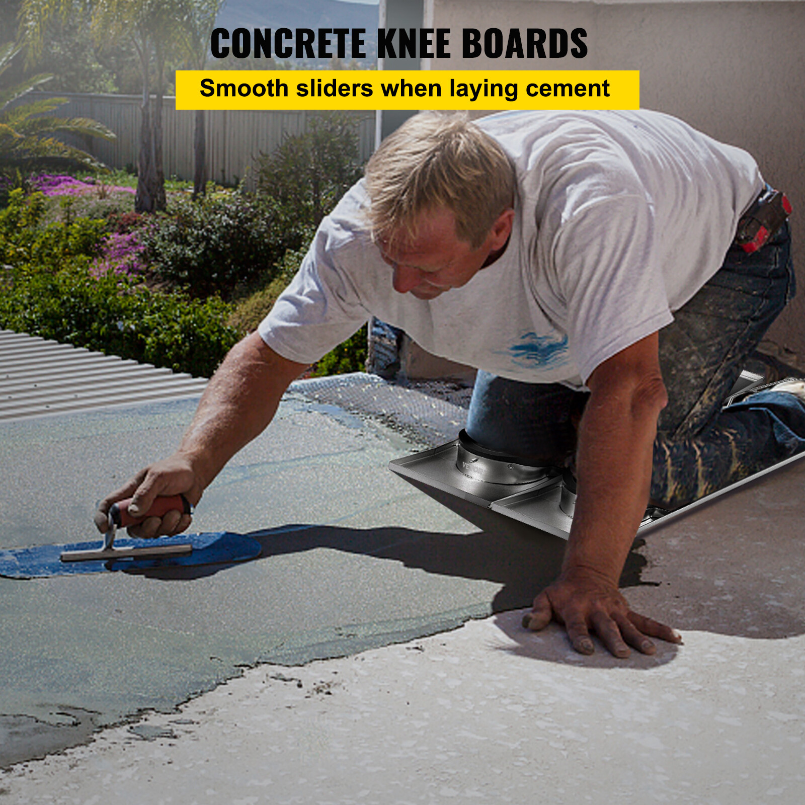 VEVOR Concrete Knee Boards Knee Sliders 30" x 8" Pair w/ Knee Pads for Concrete