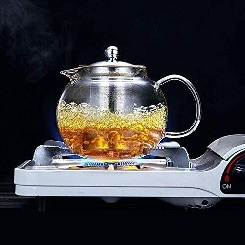 Clear Glass Tea Pot With Steel Infuser Leaf Teapot Stovetop Safe 22Oz \660ml
