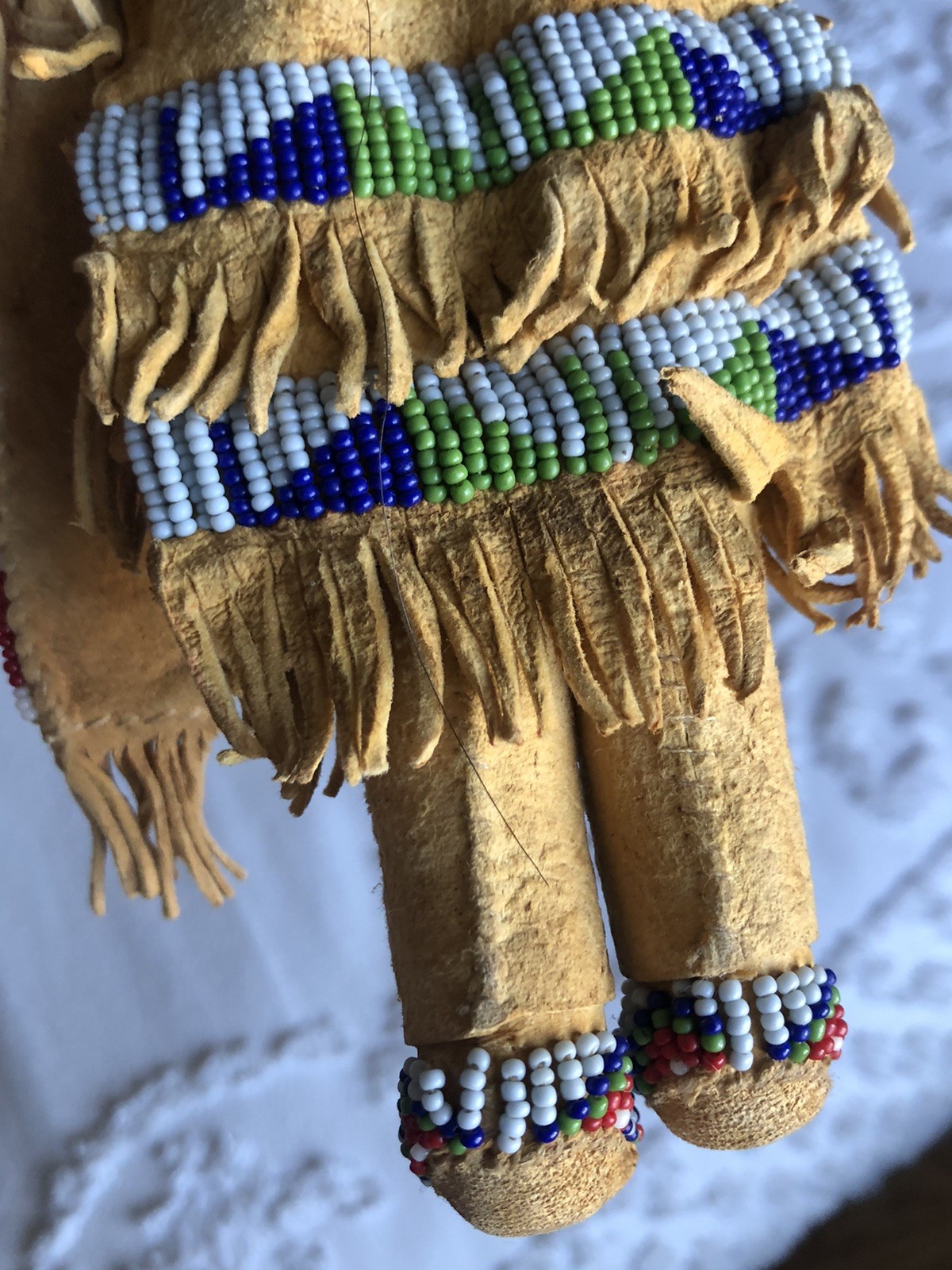 1900s Lakota Native American Handmade, 12” Doll, Finely Beaded, Human Hair