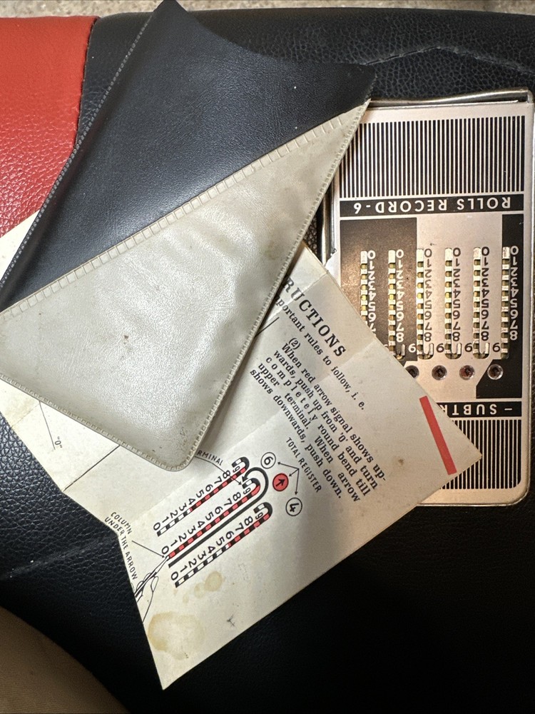 Vintage Rolls Record-6 Pocket Adding & Subtracting Machine – Mechanical Cal