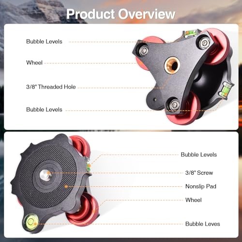 Tripod Leveling Base,Camera Head Leveler,3/8”Thread,+/-5°Precise Angle