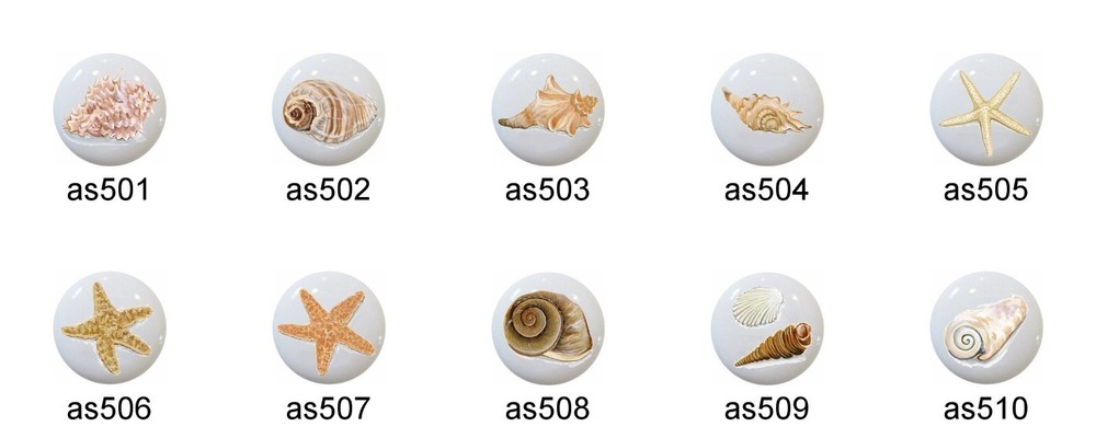 Artistic Seashells Conch Starfish DECORATIVE Cabinet PULLS Dresser Drawer KNOBS