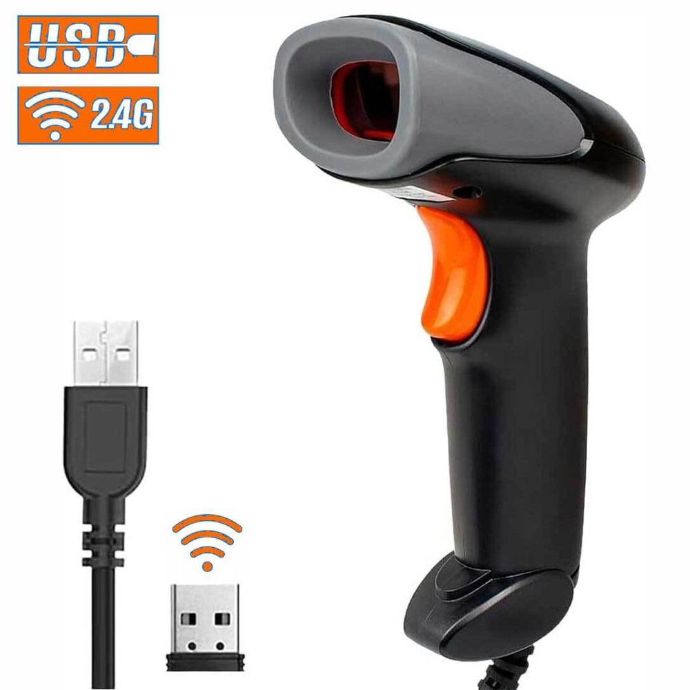2.4Ghz Wireless Barcode Scanner USB Cordless 1D Laser Handhold Barcode Reader
