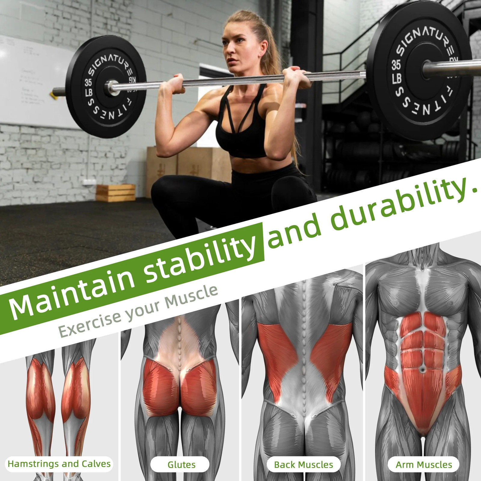 35LB Olympic Bumper Plates Pair, 2-Inch Rubber Olympic Weight Plates