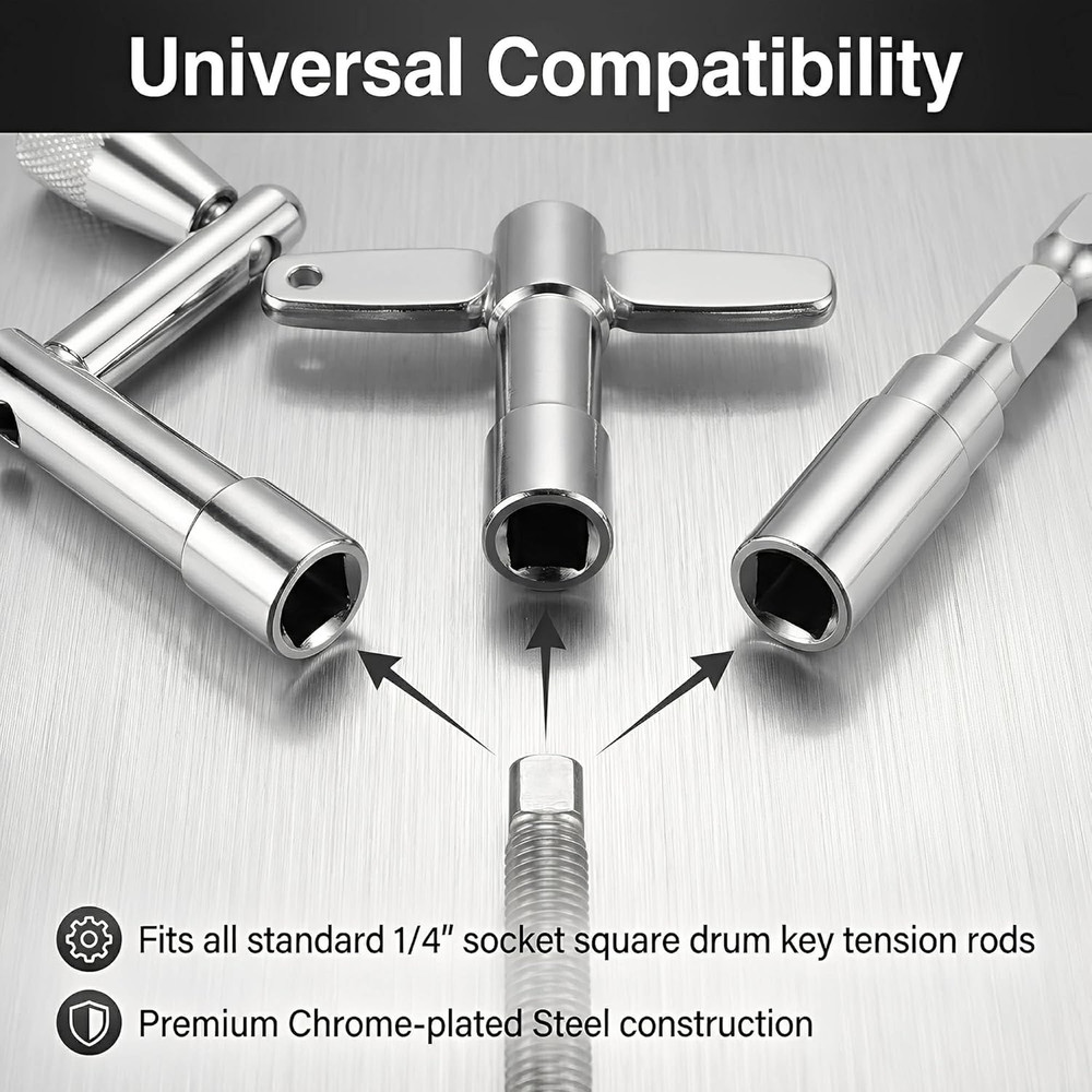 Drum Key Set Professional Drum Tuning Kit with Drill Bit Adapter Continuous Moti
