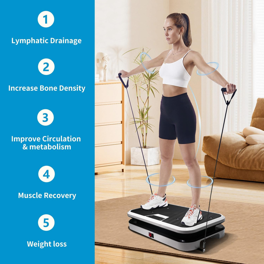 Vibration Plate Exercise Machine with Pushup Handle & Bluetooth, Full-Body Vibra