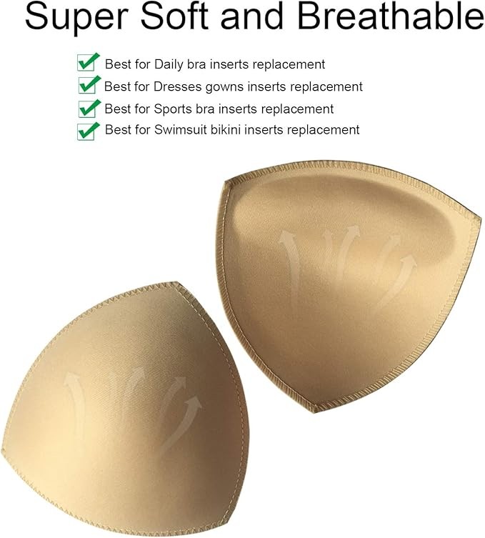 3 Pairs Removeable Push up Triangle Bra Pads Inserts Replacement Pad for Bikinis