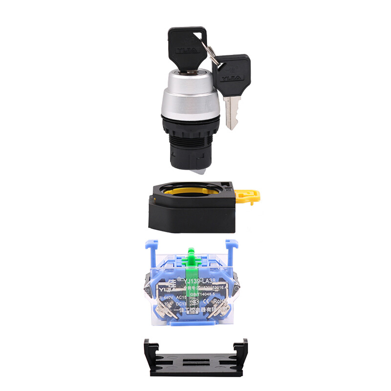 22mm Rotary Switch With Key Security Lock Switch Momentary Latching 2/3 Position