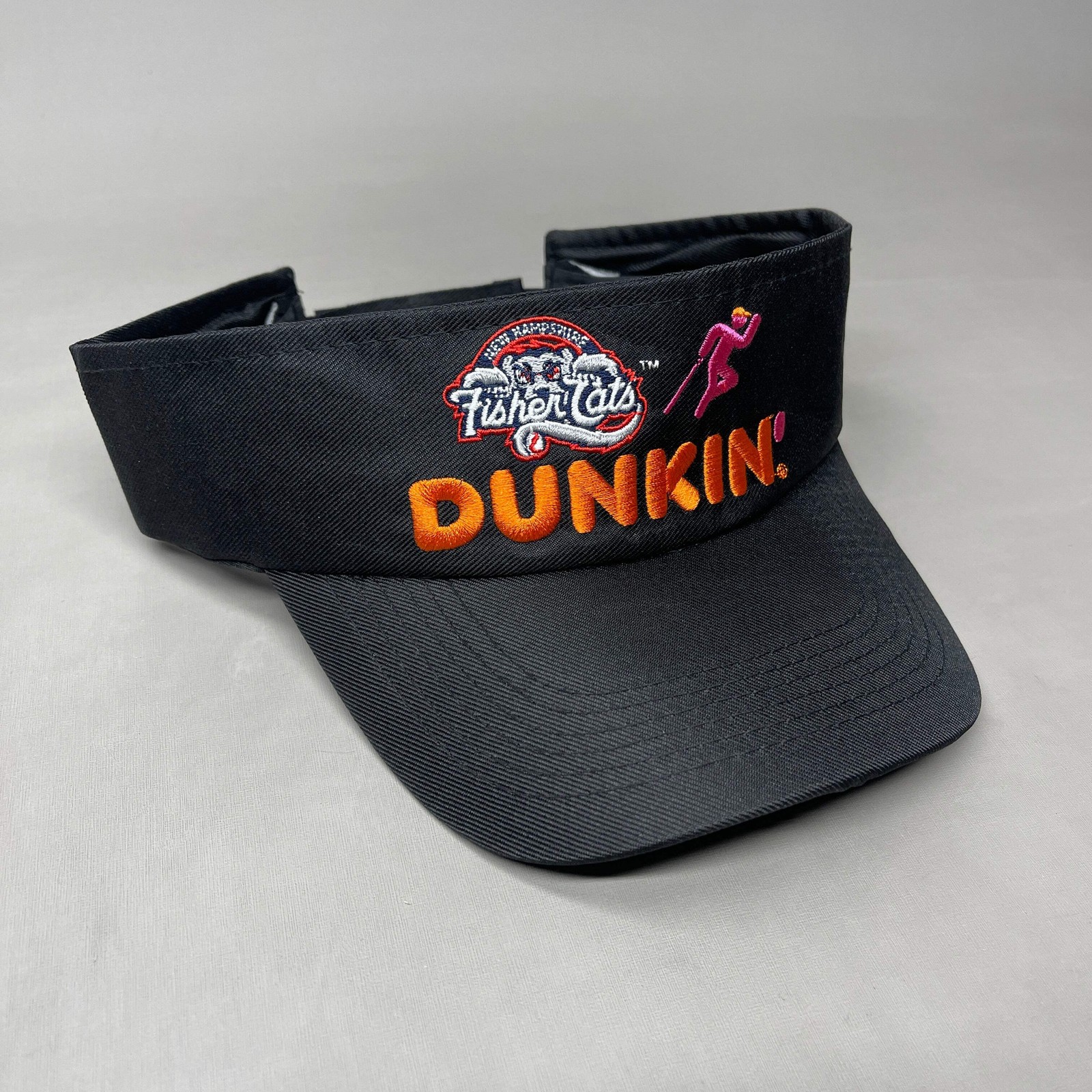 DUNKIN' DONUTS Visor Cap w/ New Hampshire FISHER CATS Logo Black (New)