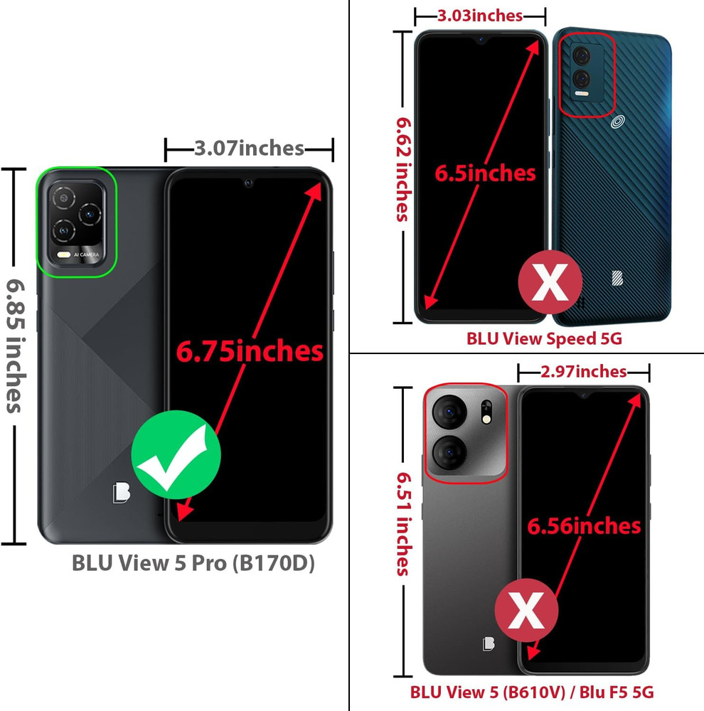 Compatible for BLU View 5 Pro B170D Case with Tempered Glass Screen Protector