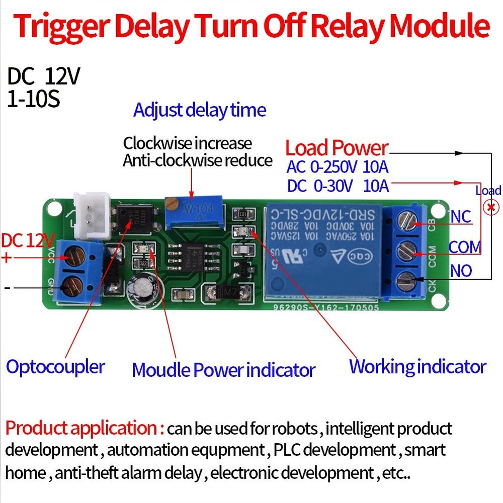 DC 12V Timer Module Adjustable Timer Delay Turn Off Module Timing Relay Time ...