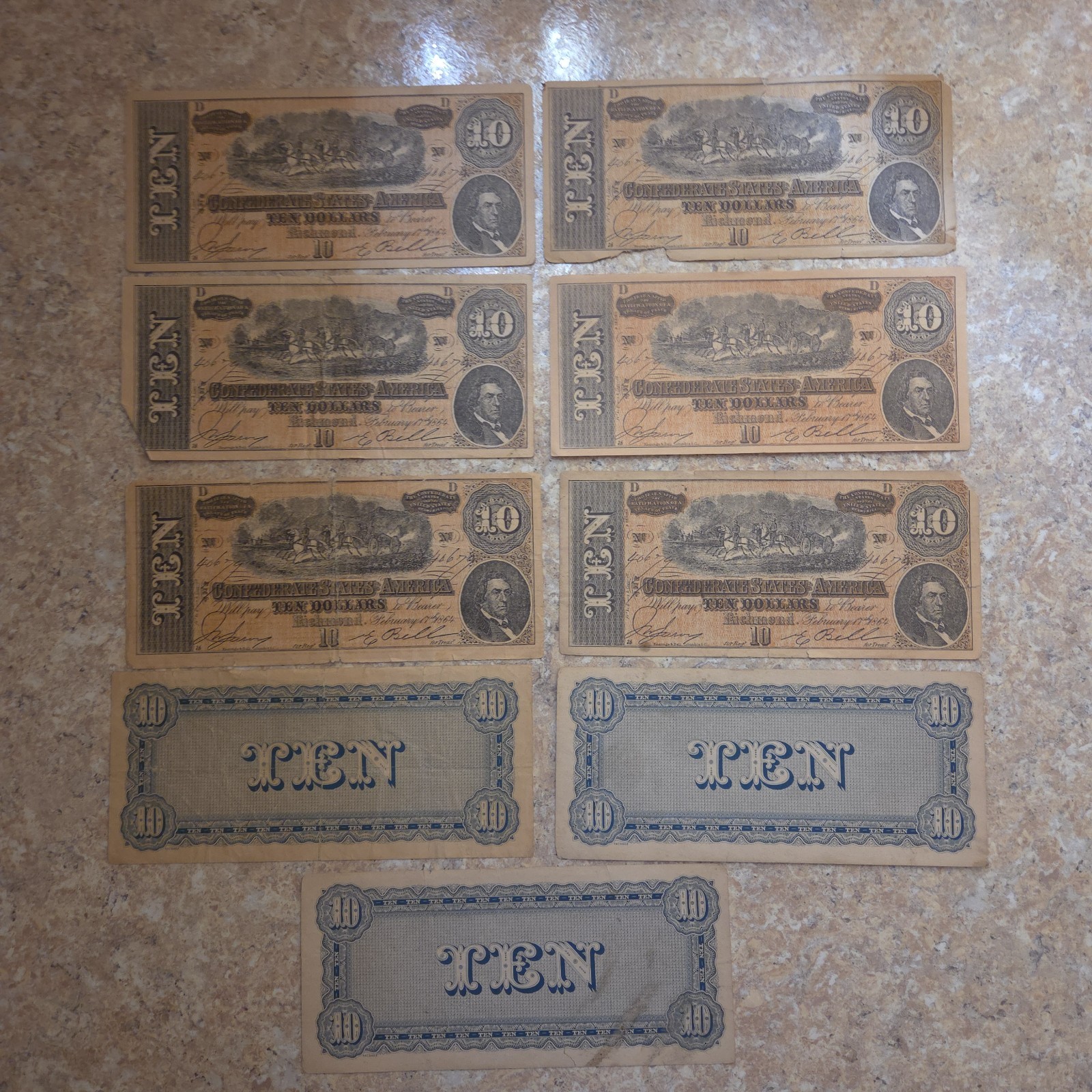 Lot Of 75 Confederate & State Civil War Currency (Facsimile) Mixed Denomination