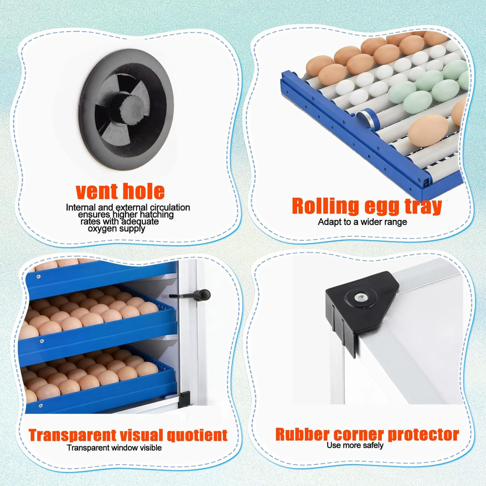 136 Eggs Automatic Egg Incubator with Auto Turner, Digital Temperature Humidity