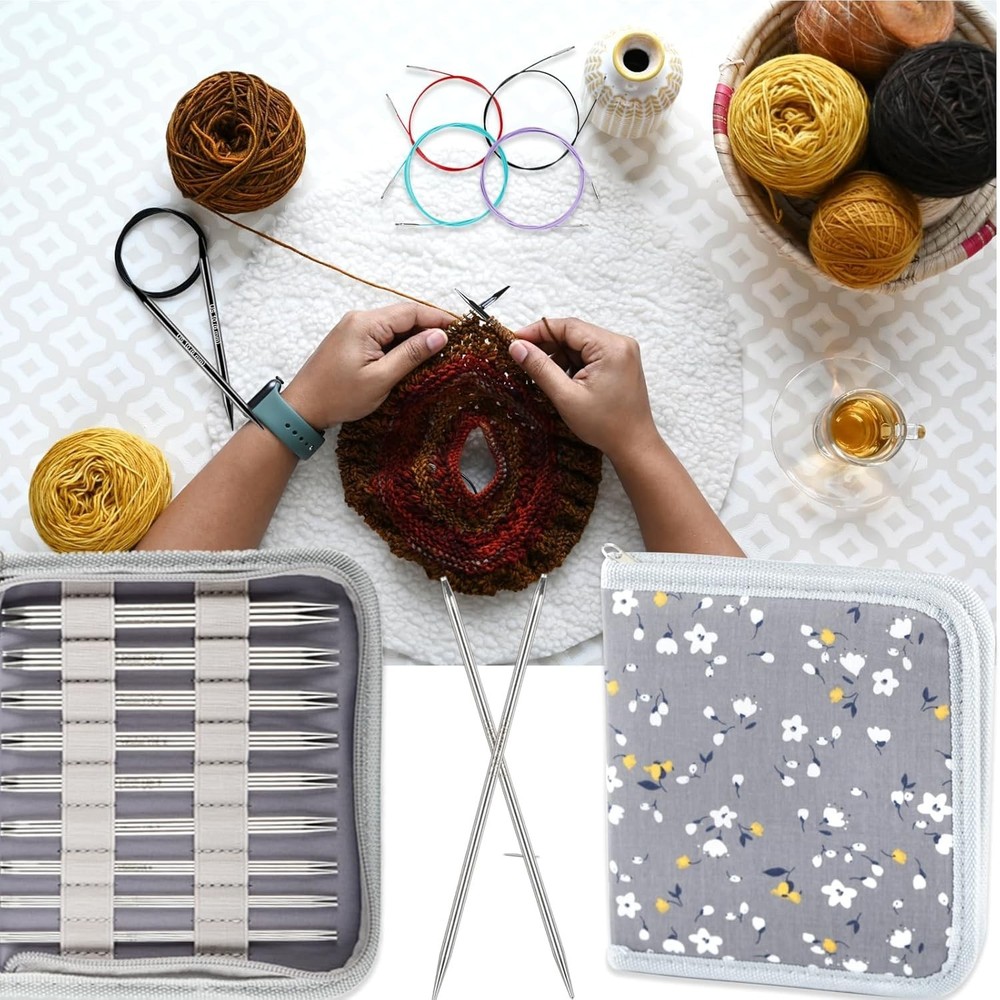 Lace-Tip Interchangeable Knitting Needles with Versatile Cable Options