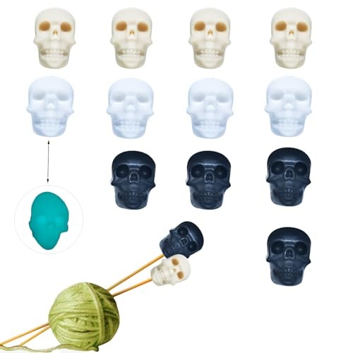 12pcs Knitting Needle Stoppers Cute Skeleton Head Needle Point Protectors