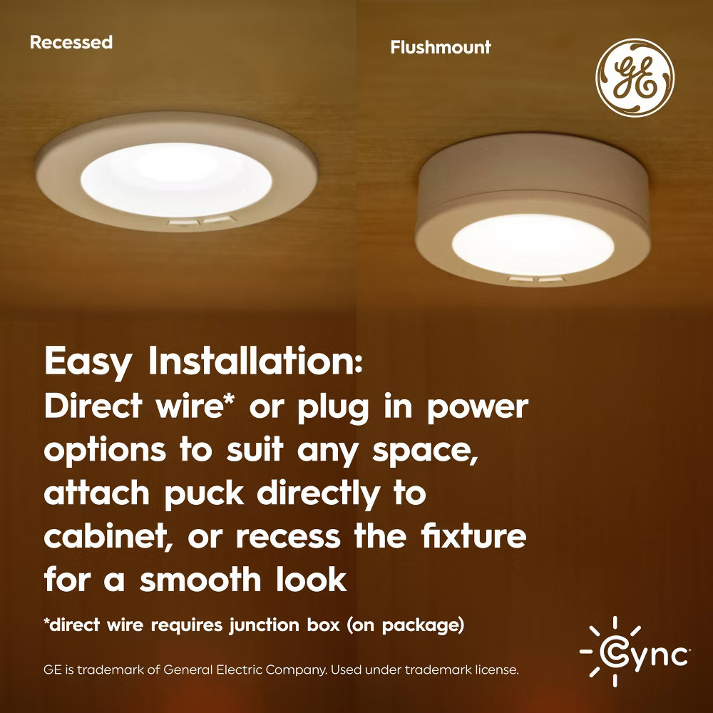 GE Household Lighting 3pk Undercabinet Puck Lights: LED, 300 Lumens,