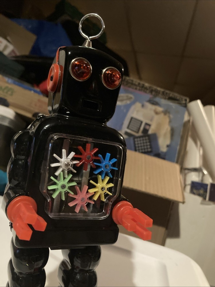 HIGH WHEEL ROBOT BLACK VERSION MECHANICAL WIND UP TIN ROBOT MINT