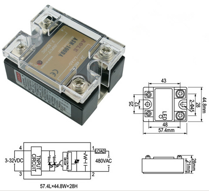 Solid state relay 24-480VAC ASH-100DA DC-AC