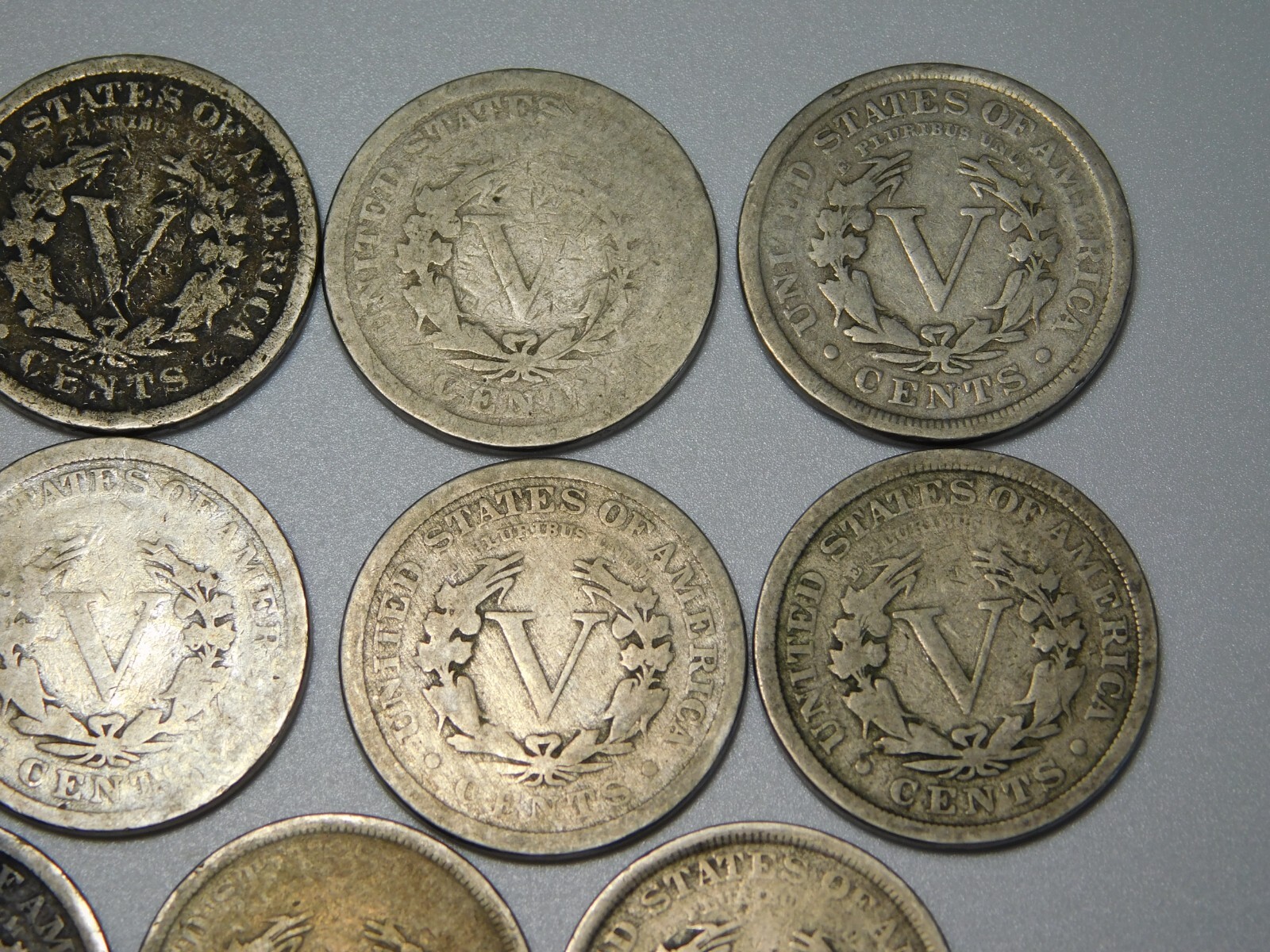11 LIBERTY HEAD V NICKELS US COIN LOT 1899 1900-01-02-03-04-05-07-08-10-11