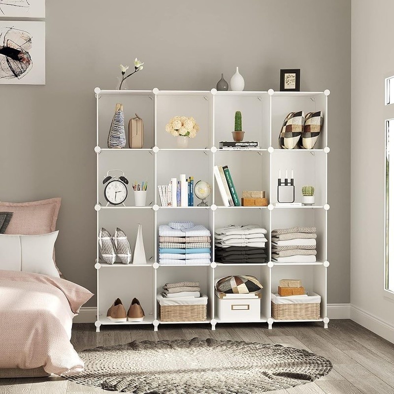 16 Cube Portable Closet Clothes Organizer Shelving Bedroom Wardrobe Stackable